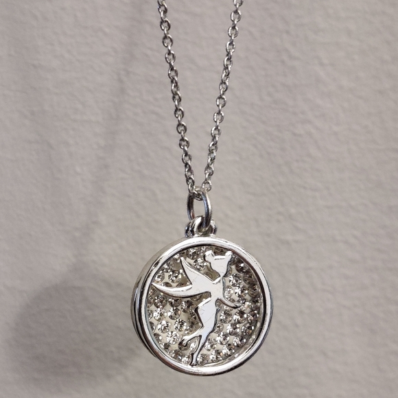 Disney Tinkerbell "I believe in fairies" sparkly crystals pendant necklace - Picture 8 of 10